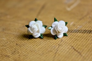 white_post paper blossom earrings