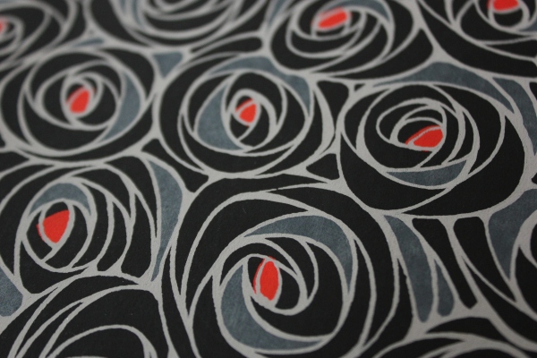 Black and Red Rose Floral Chiyogami Paper