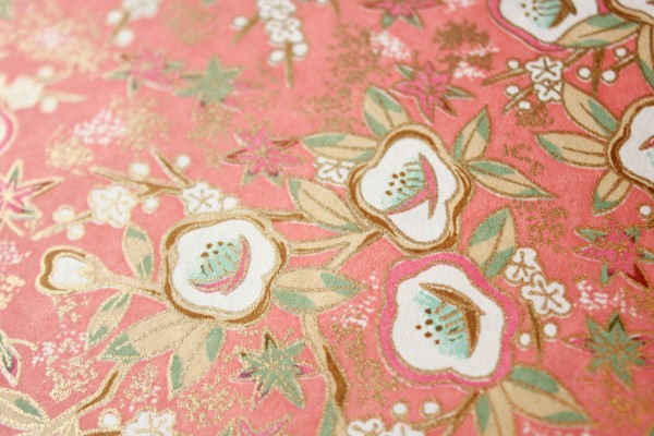 Coral and Mint Floral Chiyogami Paper